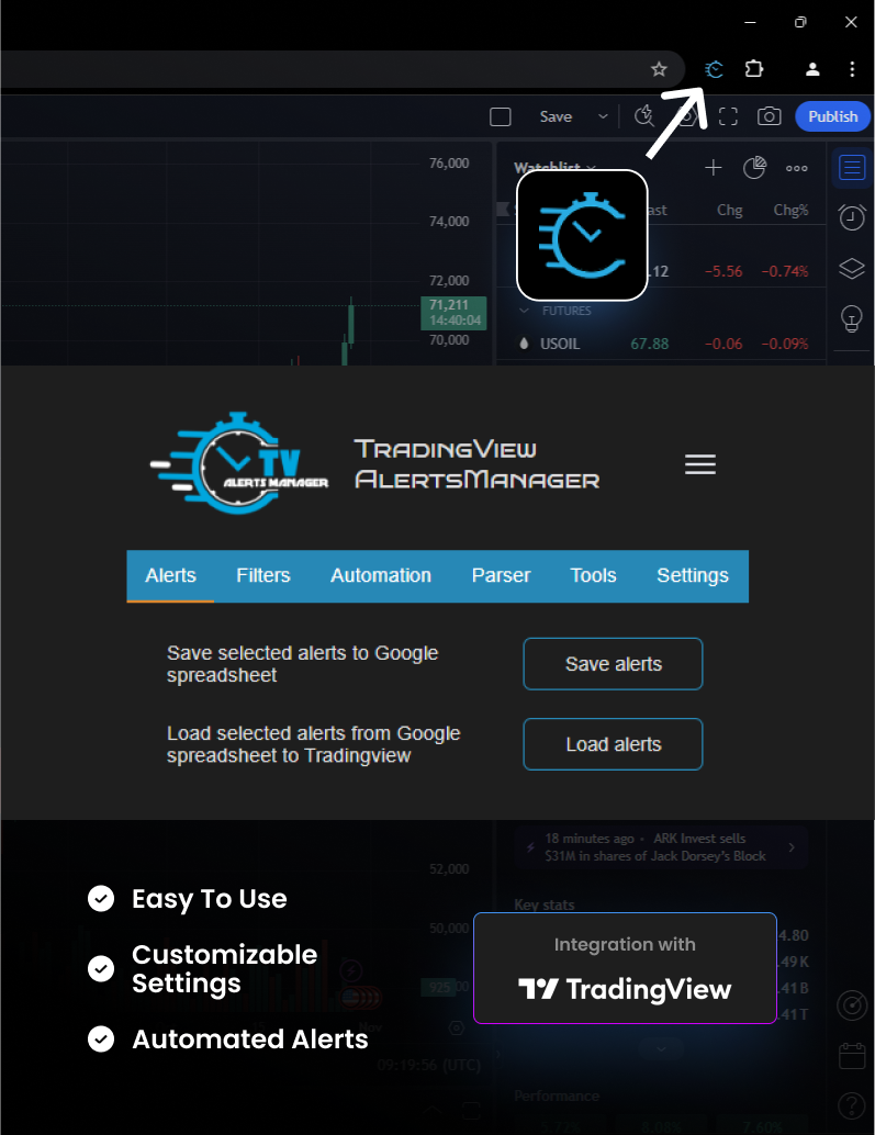 tradingview alert management chrome extension